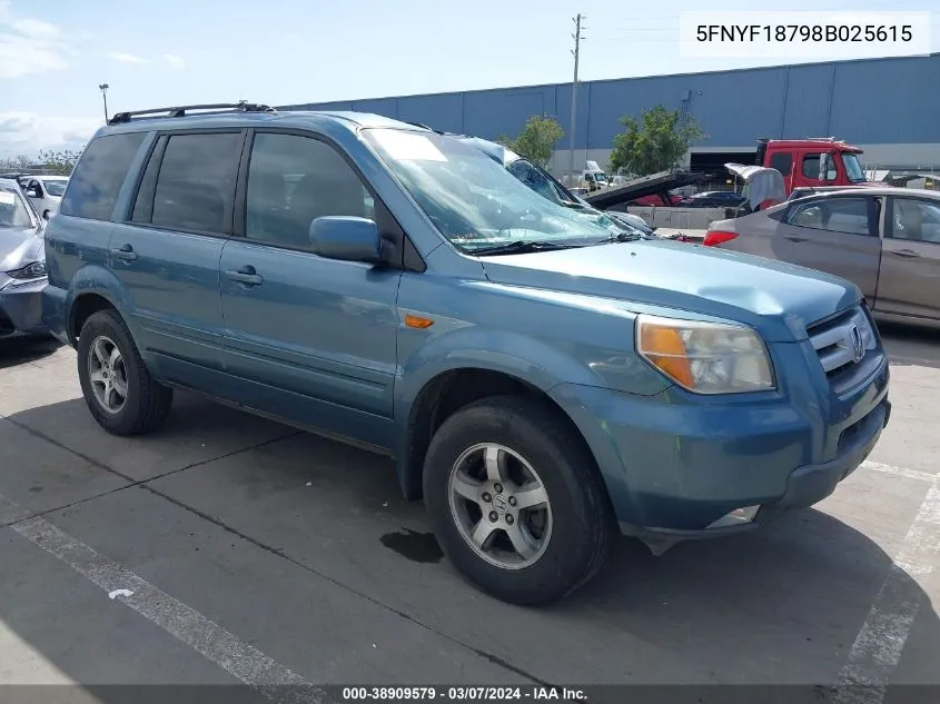 5FNYF18798B025615 2008 Honda Pilot Ex-L