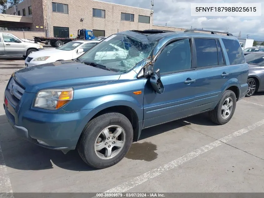 5FNYF18798B025615 2008 Honda Pilot Ex-L