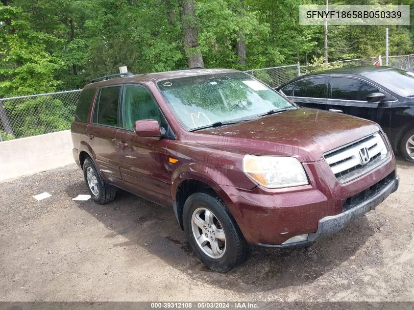 5FNYF18658B050339 2008 Honda Pilot Ex-L