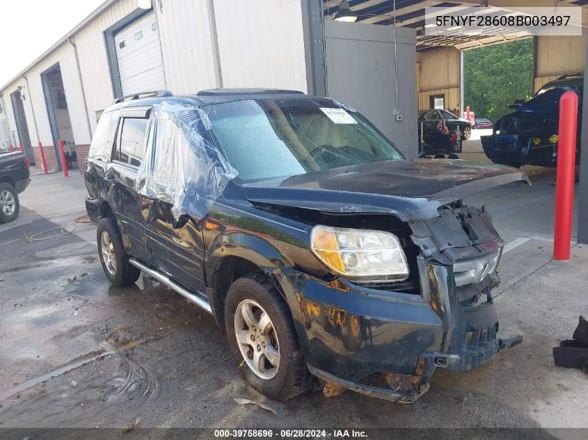 2008 Honda Pilot Ex-L VIN: 5FNYF28608B003497 Lot: 39758696