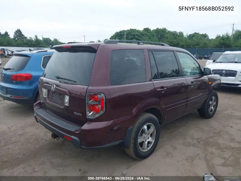 5FNYF18568B052592 2008 Honda Pilot Ex-L