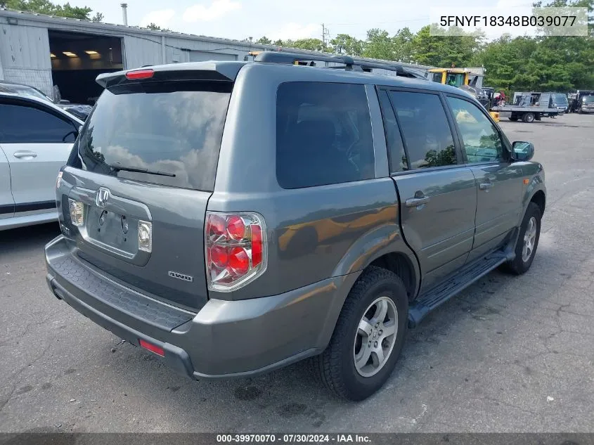 5FNYF18348B039077 2008 Honda Pilot Se