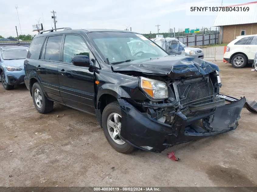 5FNYF18378B043169 2008 Honda Pilot Se