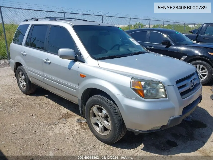 5FNYF28408B000789 2008 Honda Pilot Ex