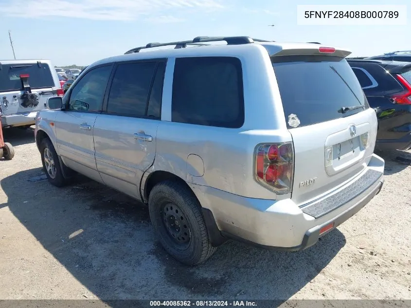 5FNYF28408B000789 2008 Honda Pilot Ex