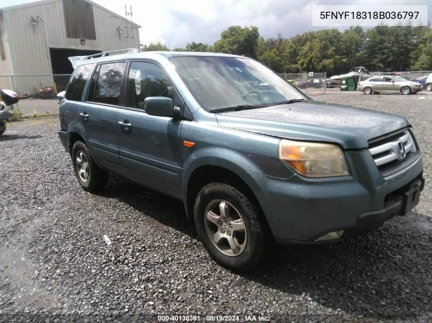 2008 Honda Pilot Se VIN: 5FNYF18318B036797 Lot: 40130361