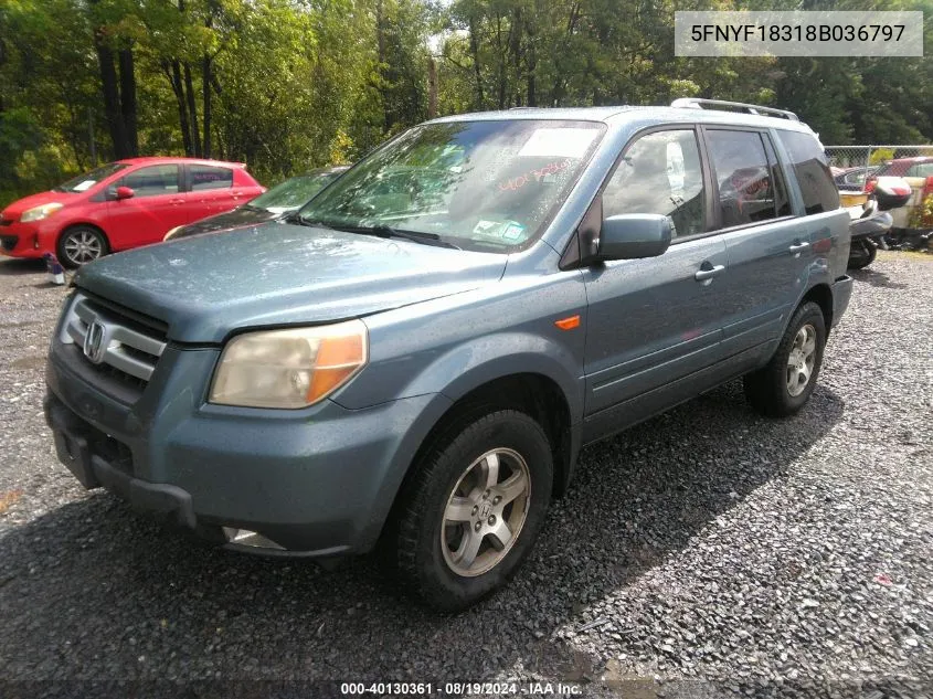 2008 Honda Pilot Se VIN: 5FNYF18318B036797 Lot: 40130361