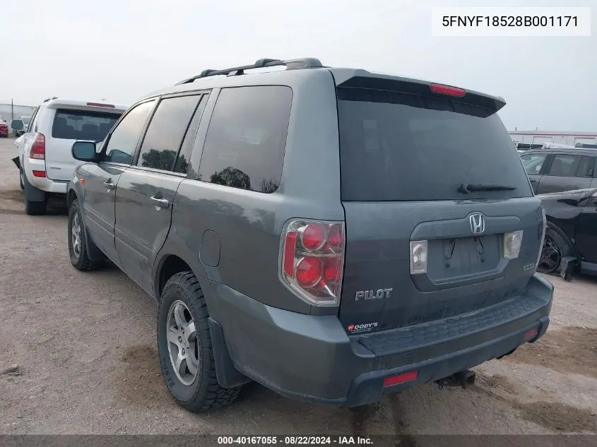 5FNYF18528B001171 2008 Honda Pilot Ex-L