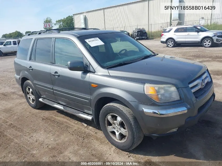 2008 Honda Pilot Ex-L VIN: 5FNYF18558B016439 Lot: 40205581