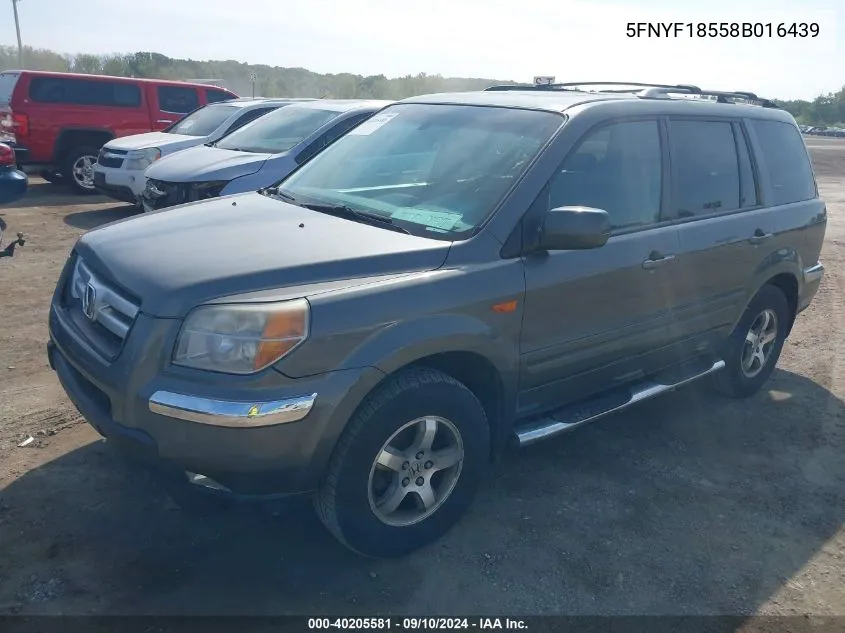 5FNYF18558B016439 2008 Honda Pilot Ex-L