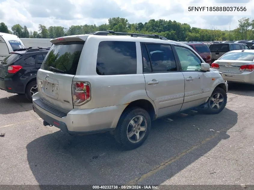 2008 Honda Pilot Ex-L VIN: 5FNYF18588B037656 Lot: 40232738