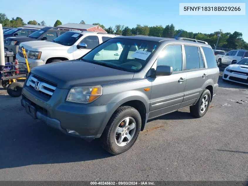 2008 Honda Pilot Se VIN: 5FNYF18318B029266 Lot: 40245632