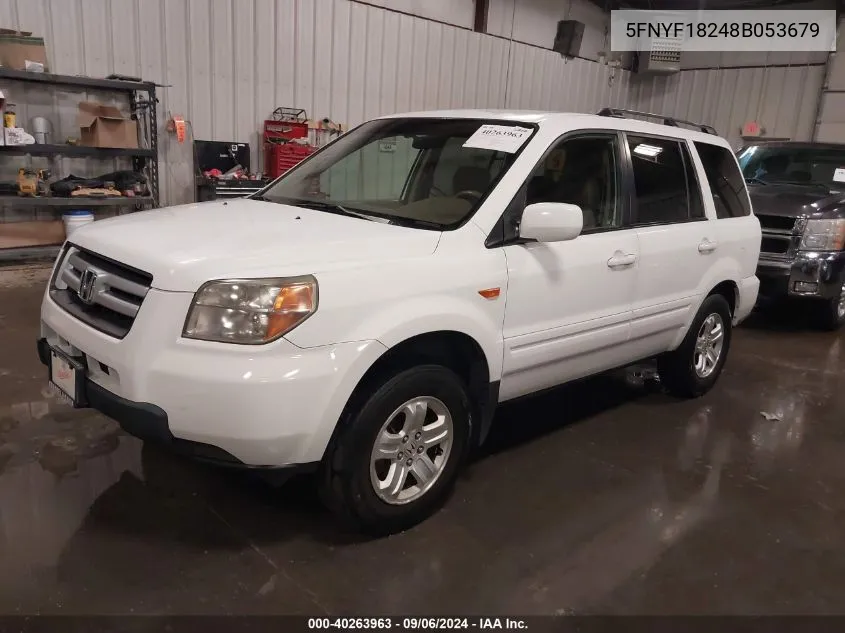 2008 Honda Pilot Vp VIN: 5FNYF18248B053679 Lot: 40263963