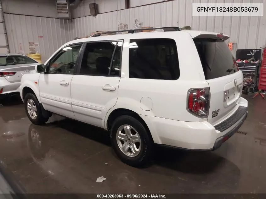 2008 Honda Pilot Vp VIN: 5FNYF18248B053679 Lot: 40263963