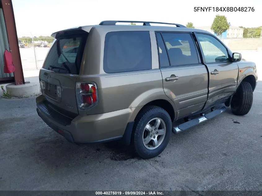 5FNYF184X8B048276 2008 Honda Pilot Ex