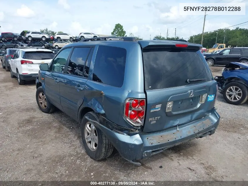 2008 Honda Pilot Vp VIN: 5FNYF28278B012288 Lot: 40277138