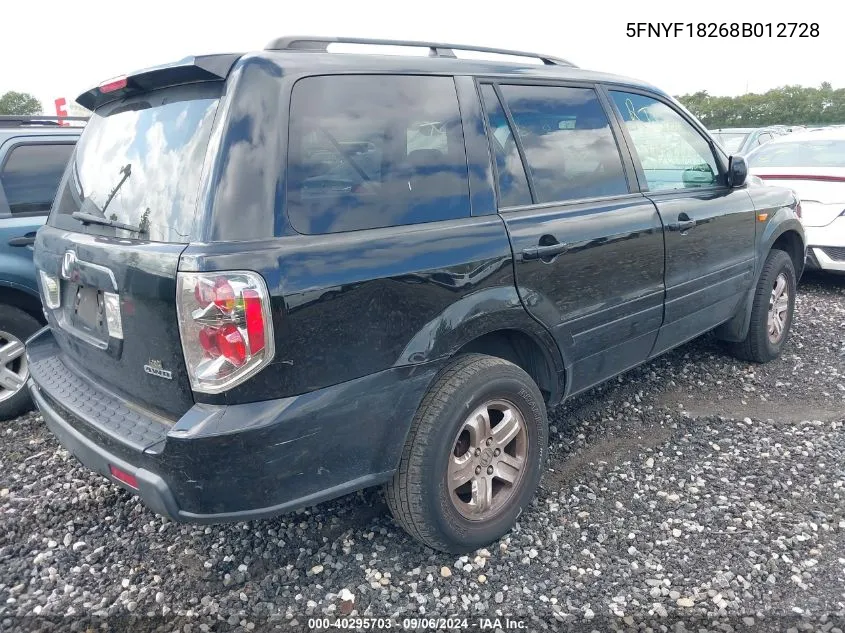 5FNYF18268B012728 2008 Honda Pilot Vp