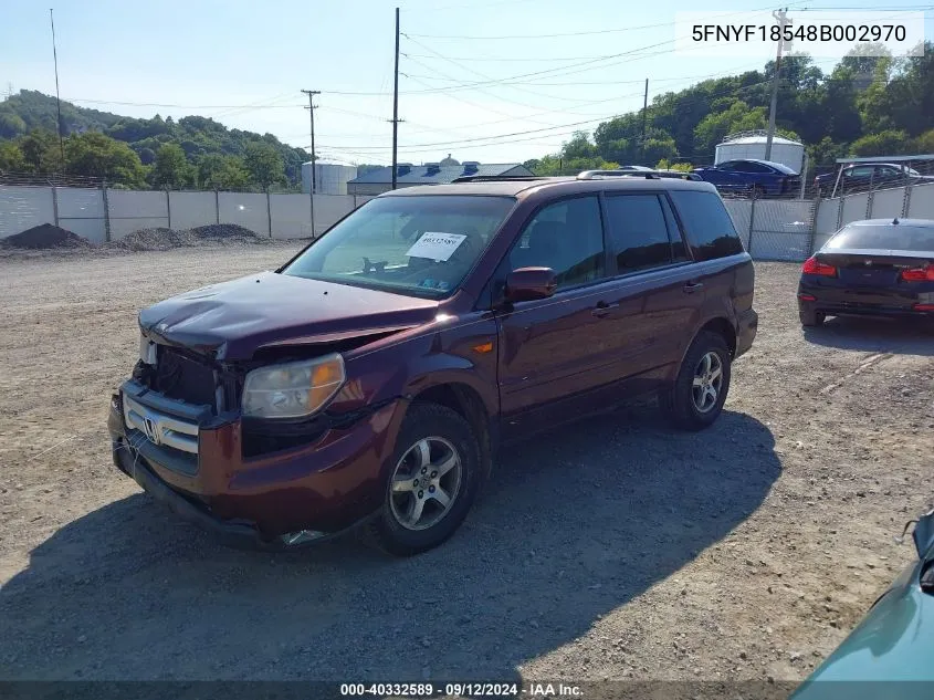 5FNYF18548B002970 2008 Honda Pilot Ex-L