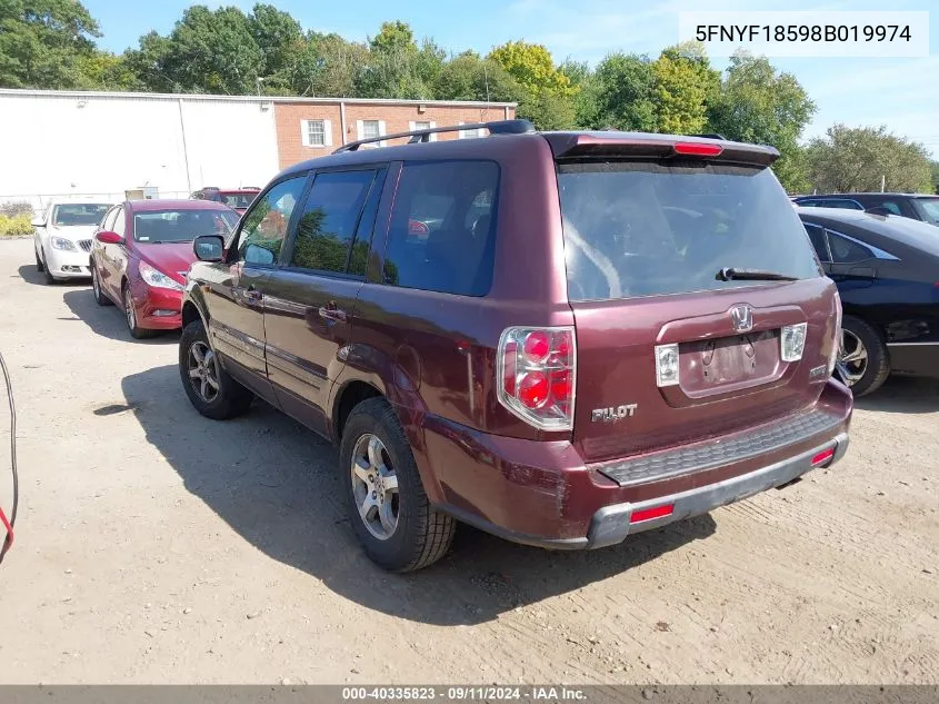 5FNYF18598B019974 2008 Honda Pilot Ex-L