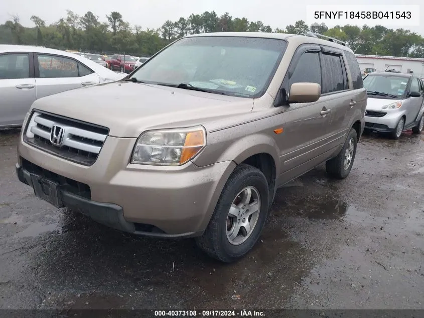 2008 Honda Pilot Ex VIN: 5FNYF18458B041543 Lot: 40373108