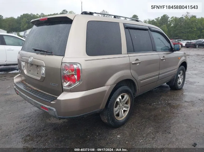 5FNYF18458B041543 2008 Honda Pilot Ex