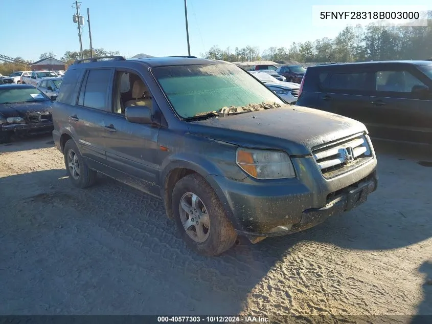 2008 Honda Pilot Se VIN: 5FNYF28318B003000 Lot: 40577303