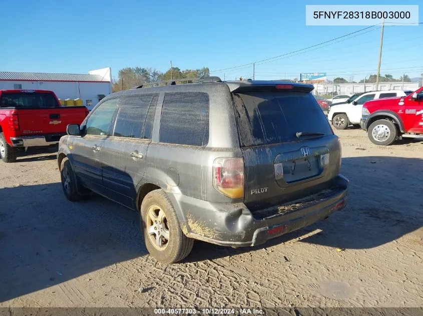 2008 Honda Pilot Se VIN: 5FNYF28318B003000 Lot: 40577303