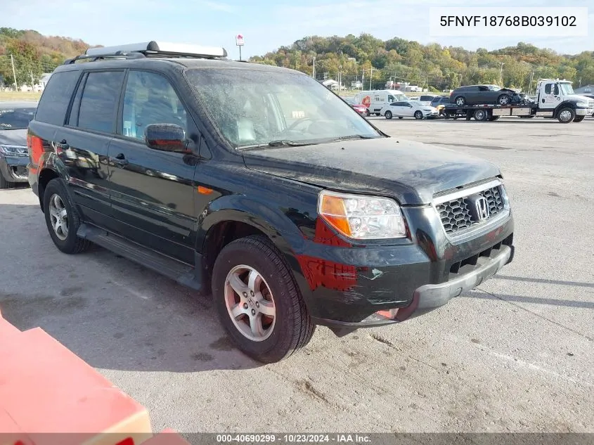 2008 Honda Pilot Ex-L VIN: 5FNYF18768B039102 Lot: 40690299