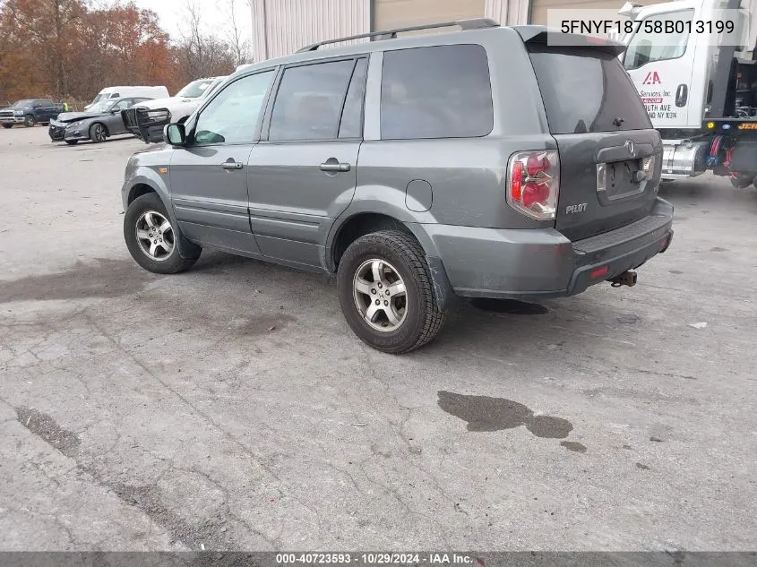 2008 Honda Pilot Ex-L VIN: 5FNYF18758B013199 Lot: 40723593