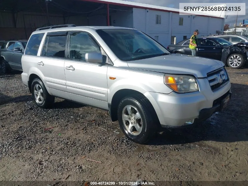 2008 Honda Pilot Ex-L VIN: 5FNYF28568B024135 Lot: 40724299