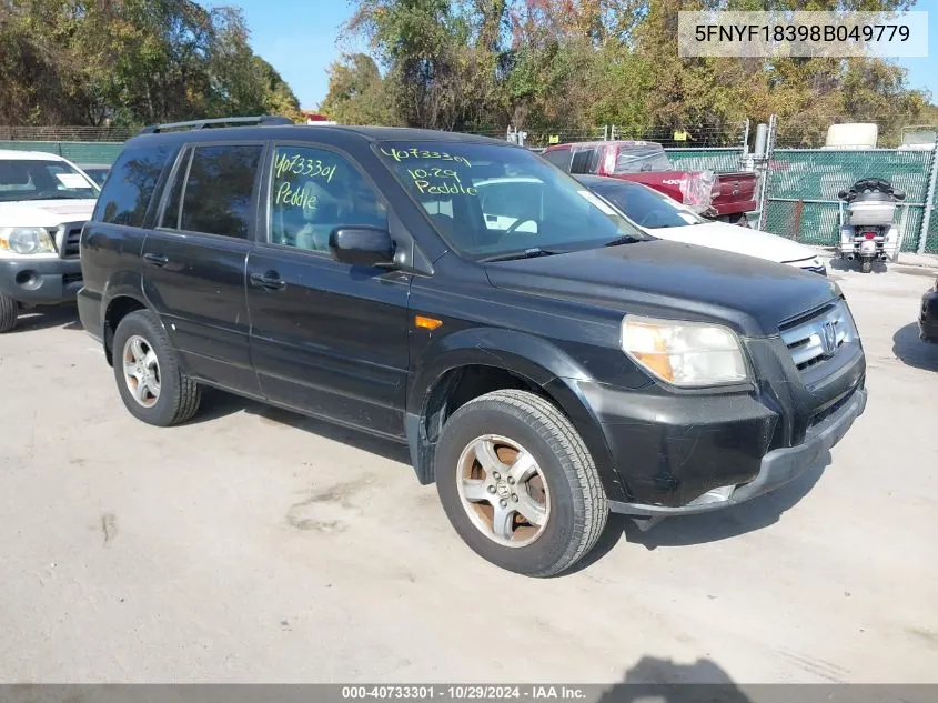 2008 Honda Pilot Se VIN: 5FNYF18398B049779 Lot: 40733301