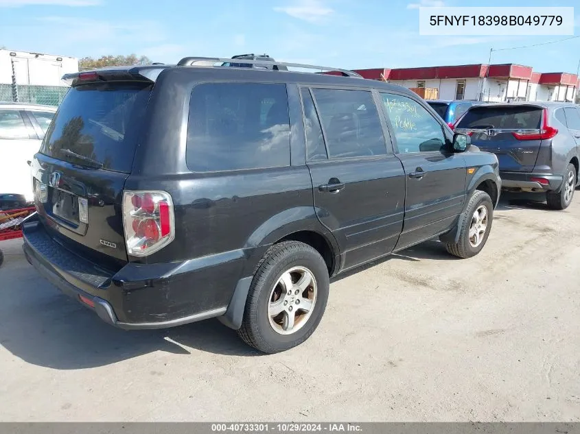 2008 Honda Pilot Se VIN: 5FNYF18398B049779 Lot: 40733301