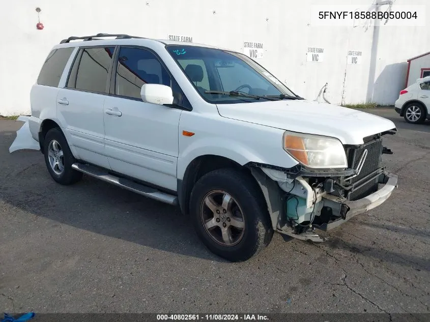 2008 Honda Pilot Ex-L VIN: 5FNYF18588B050004 Lot: 40802561