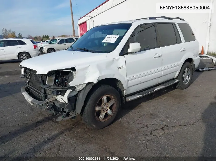 2008 Honda Pilot Ex-L VIN: 5FNYF18588B050004 Lot: 40802561