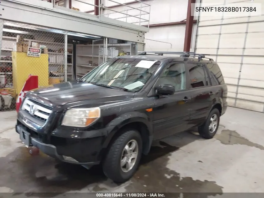 2008 Honda Pilot Se VIN: 5FNYF18328B017384 Lot: 40815645