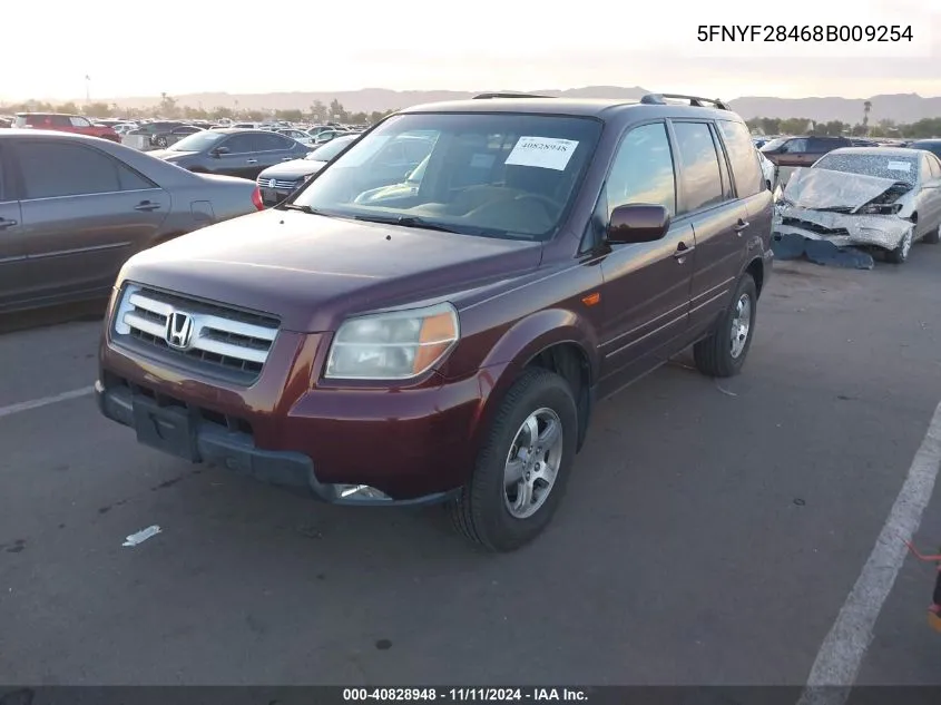 2008 Honda Pilot Ex VIN: 5FNYF28468B009254 Lot: 40828948