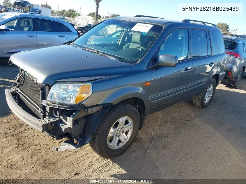 2008 Honda Pilot Vp VIN: 5FNYF28218B025439 Lot: 40831561