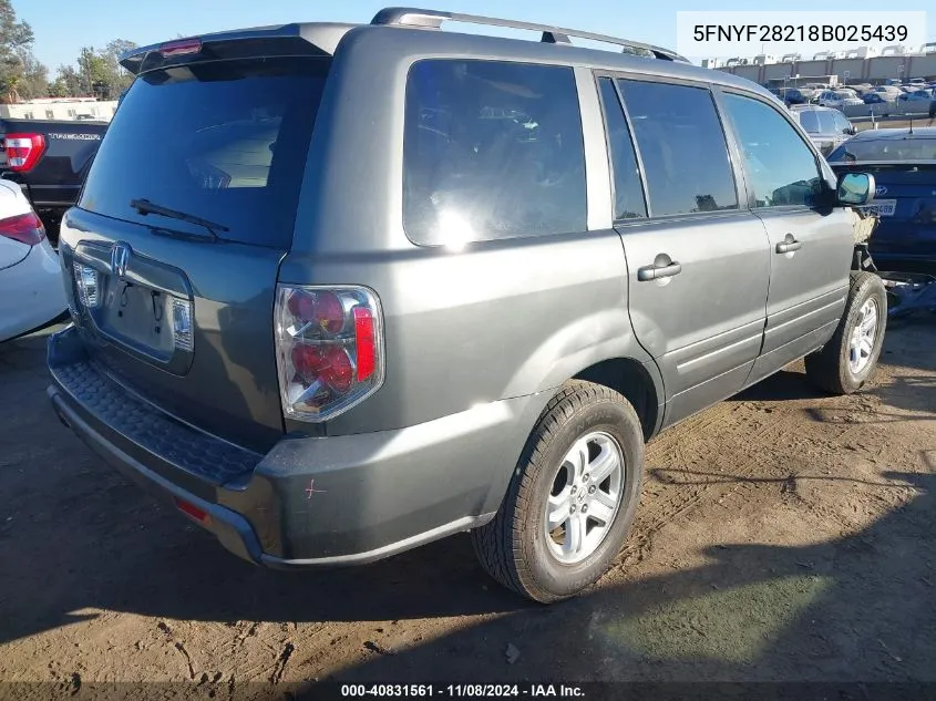 2008 Honda Pilot Vp VIN: 5FNYF28218B025439 Lot: 40831561