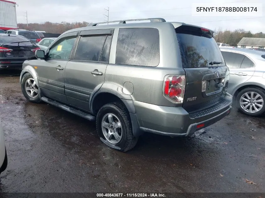 2008 Honda Pilot Ex-L VIN: 5FNYF18788B008174 Lot: 40843677