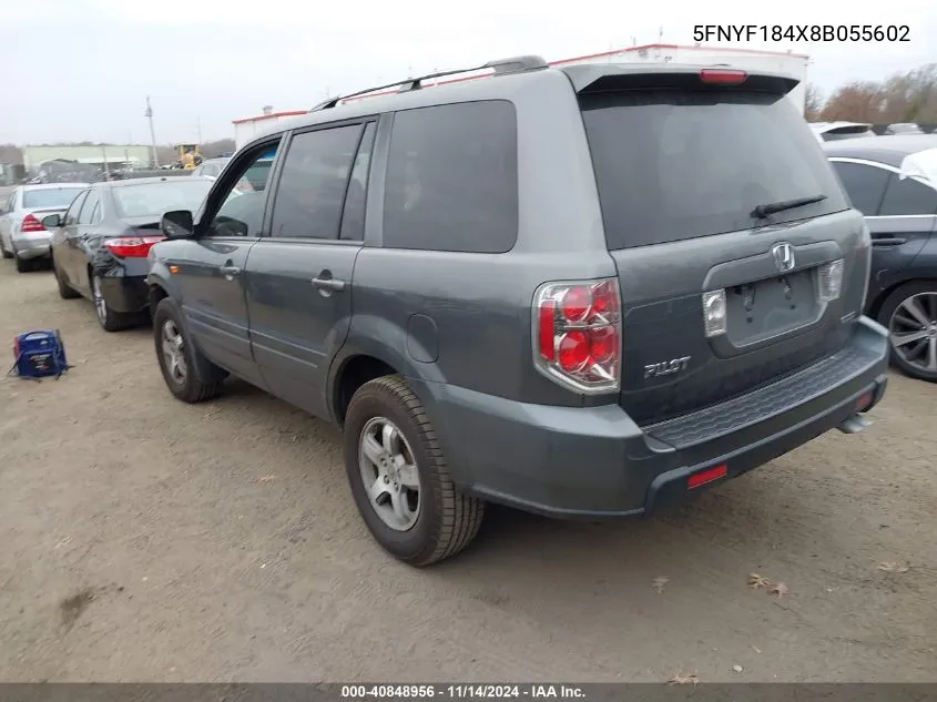 2008 Honda Pilot Ex VIN: 5FNYF184X8B055602 Lot: 40848956