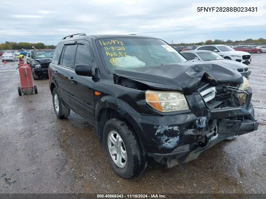 2008 Honda Pilot Vp VIN: 5FNYF28288B023431 Lot: 40866343