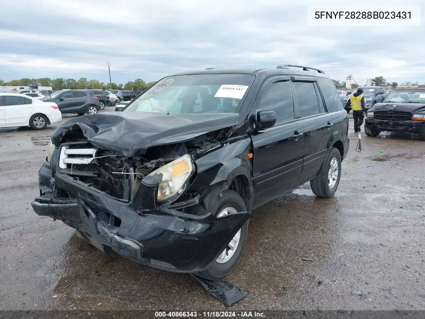 2008 Honda Pilot Vp VIN: 5FNYF28288B023431 Lot: 40866343