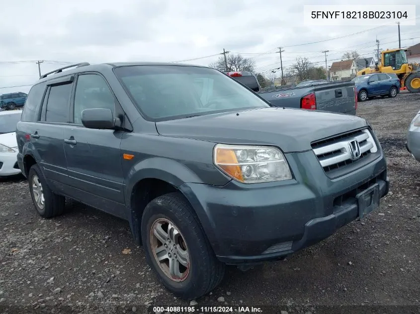 2008 Honda Pilot Vp VIN: 5FNYF18218B023104 Lot: 40881195