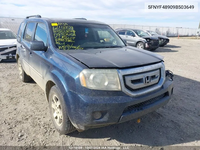 2009 Honda Pilot VIN: 5FNYF48909B503649 Lot: 12118159