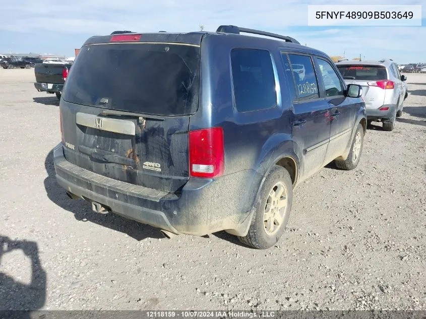 2009 Honda Pilot VIN: 5FNYF48909B503649 Lot: 12118159