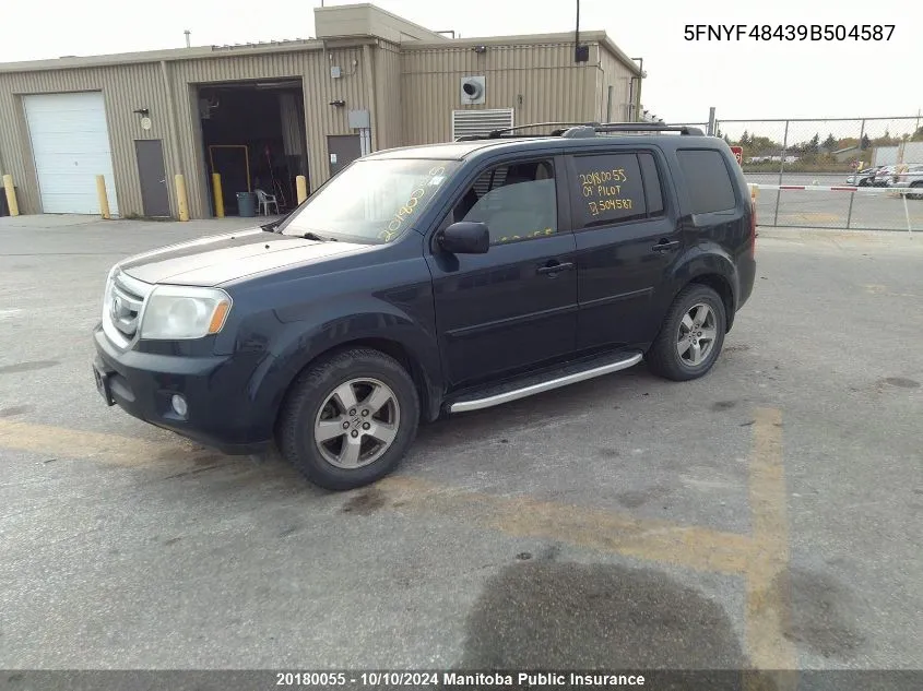 5FNYF48439B504587 2009 Honda Pilot Ex