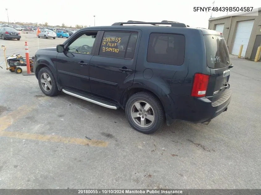 5FNYF48439B504587 2009 Honda Pilot Ex