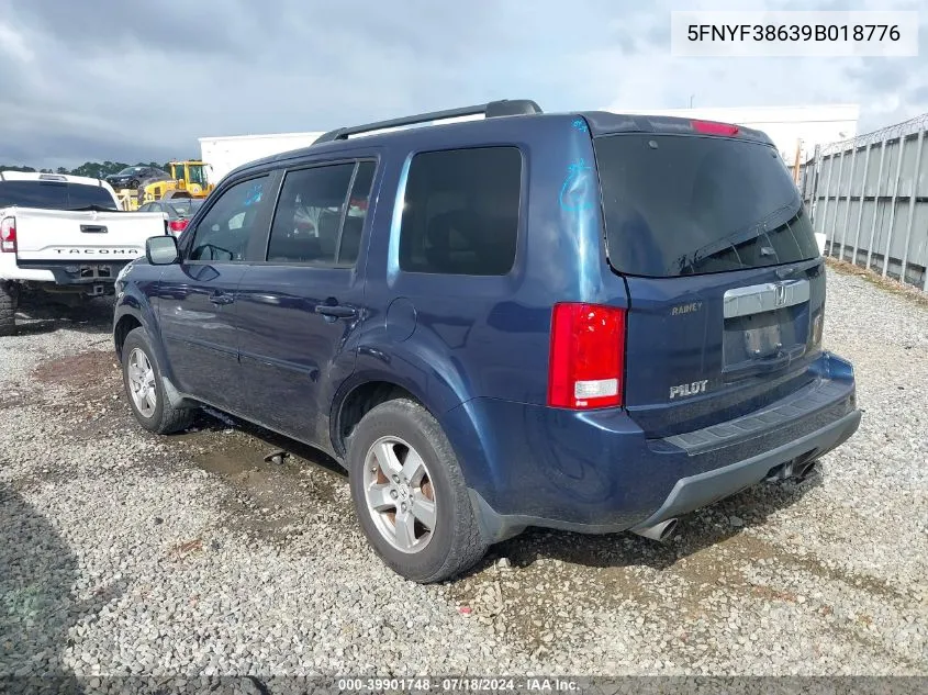 2009 Honda Pilot Ex-L VIN: 5FNYF38639B018776 Lot: 39901748