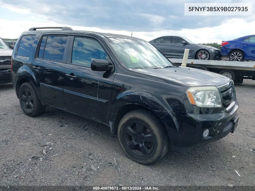 2009 Honda Pilot Ex-L VIN: 5FNYF385X9B027935 Lot: 40079573