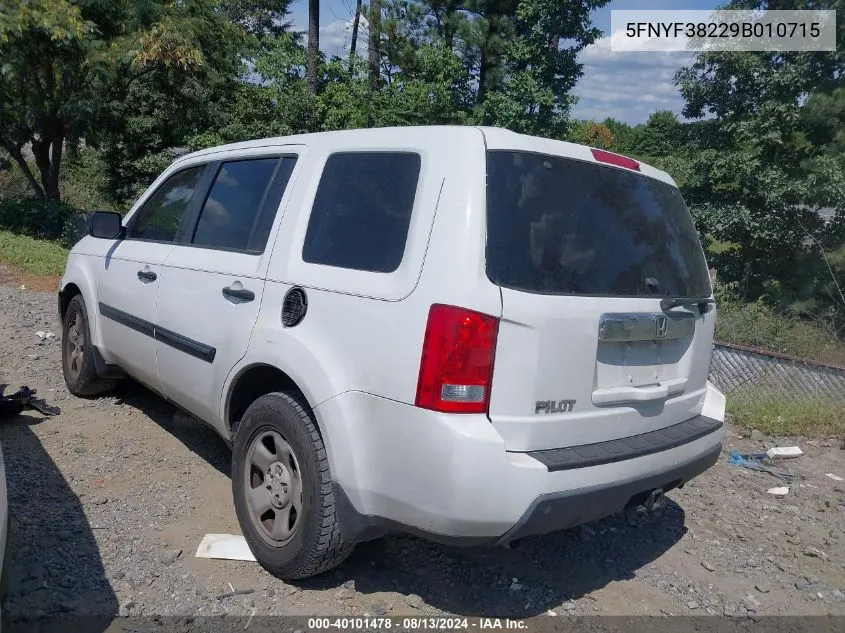 2009 Honda Pilot Lx VIN: 5FNYF38229B010715 Lot: 40101478